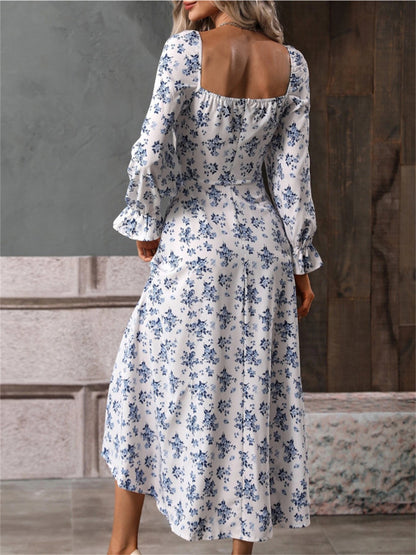 Bohemian split hem tie front floral maxi dress 3095