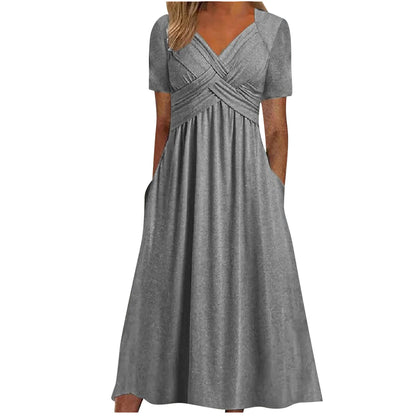 Cross-front midi dress with flared skirt 3093