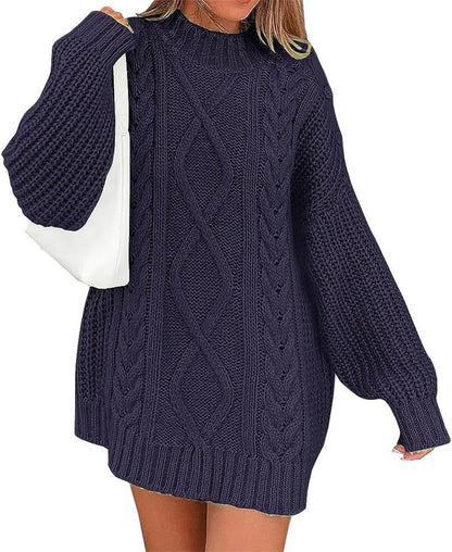 Cozy cable knit pullover sweater dress 3107