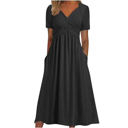 Cross-front midi dress with flared skirt 3093