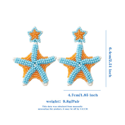 Ocean-Inspired Starfish Drop Bead Earrings 2857