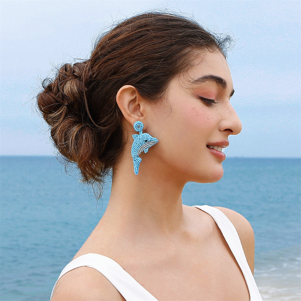 Ocean-Inspired Starfish Drop Bead Earrings 2857