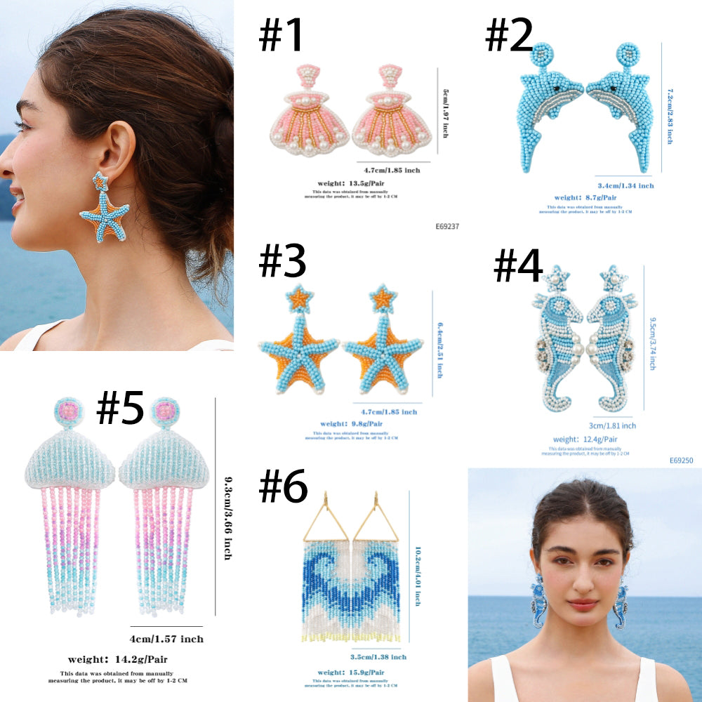 Ocean-Inspired Starfish Drop Bead Earrings 2857