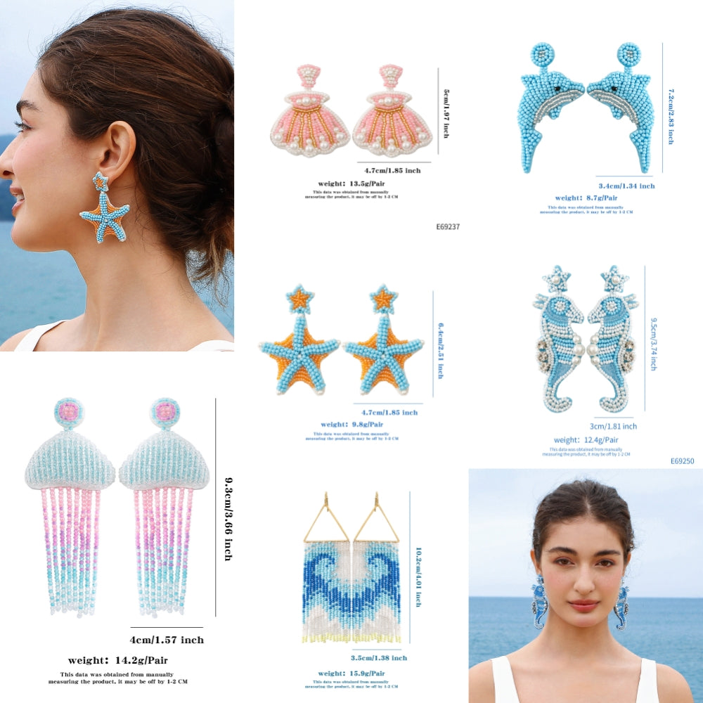 Ocean-Inspired Starfish Drop Bead Earrings 2857