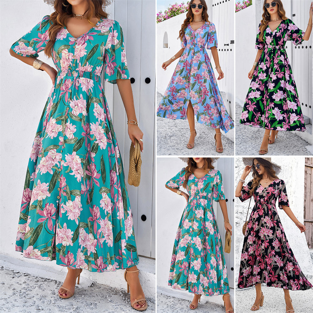 Petals Parade Flowy Midi Dress 2977 Mix Color