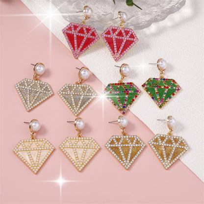 Radiant Gem Mosaic Drop Earrings with Pearl Accents 2844