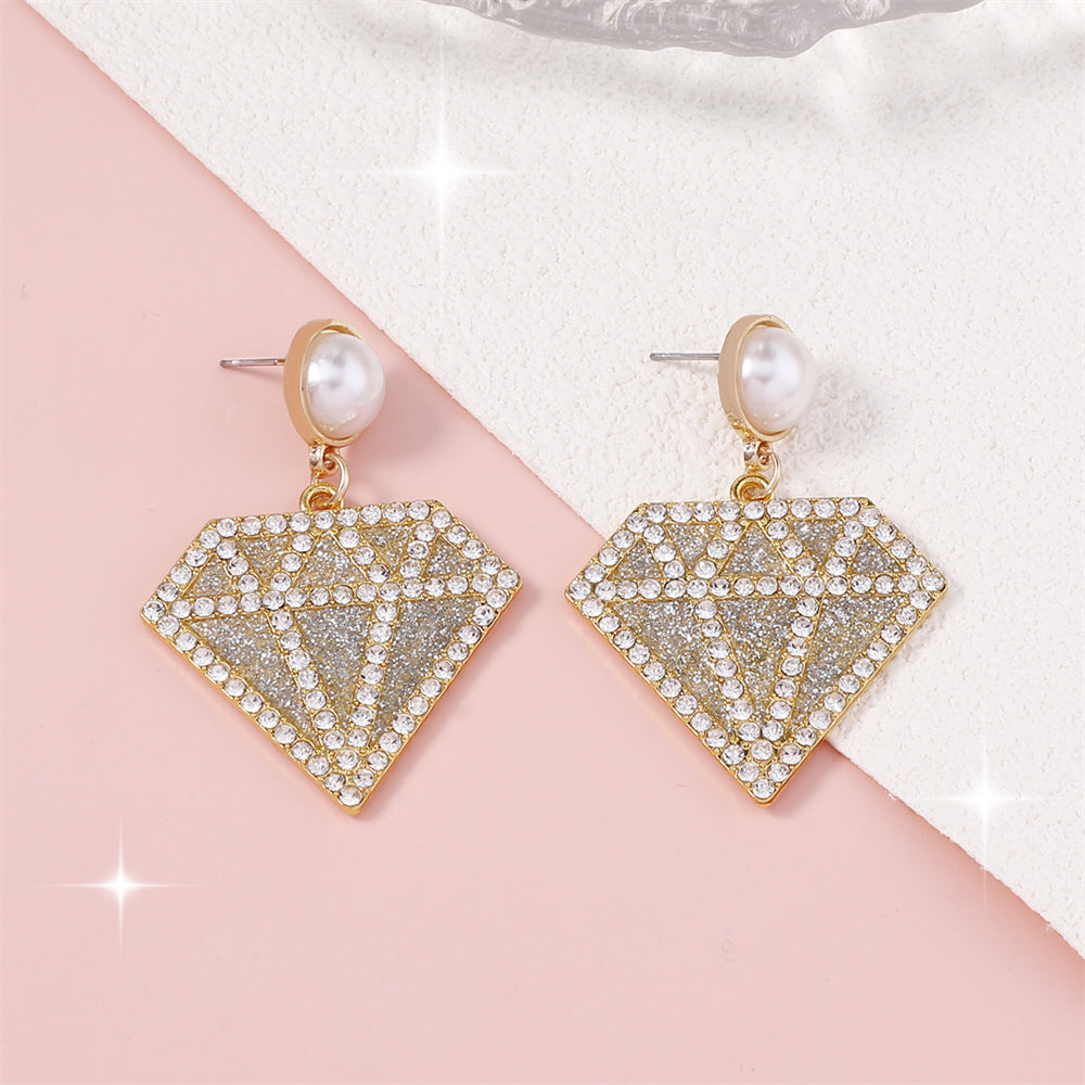 Radiant Gem Mosaic Drop Earrings with Pearl Accents 2844