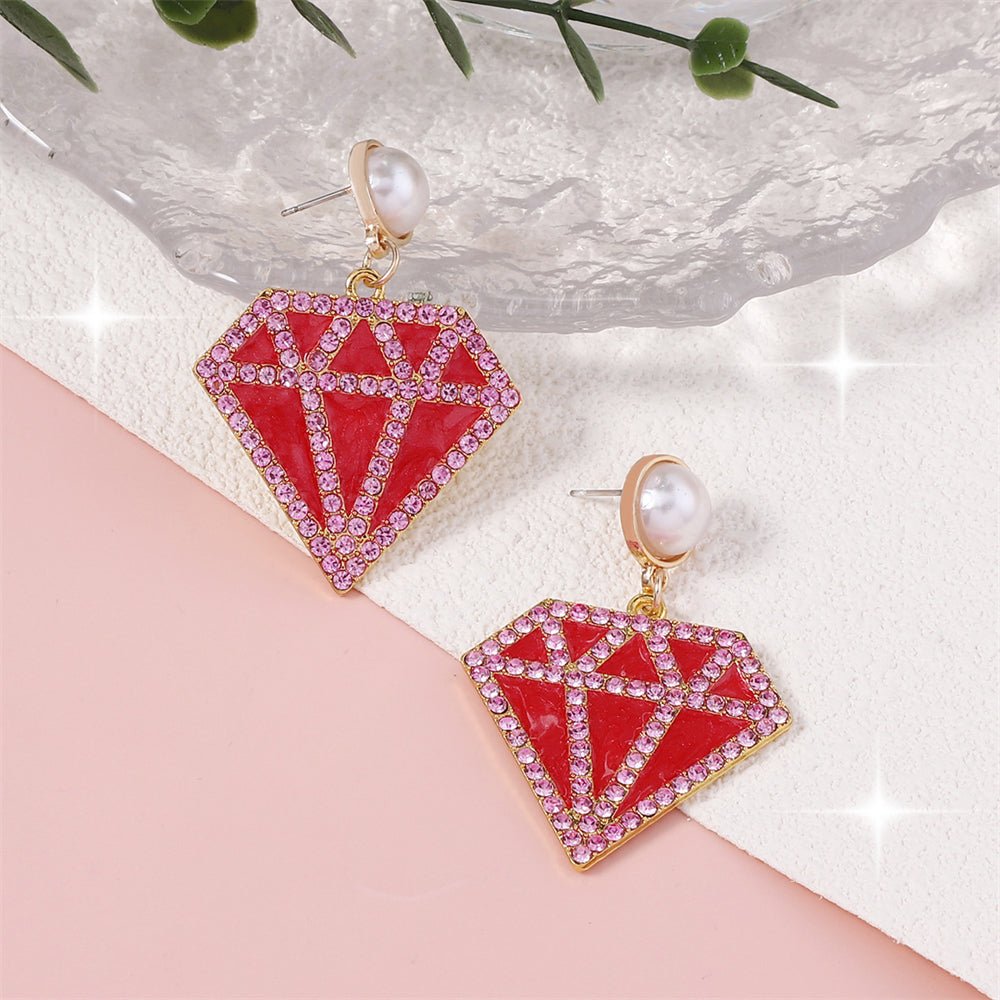 Radiant Gem Mosaic Drop Earrings with Pearl Accents 2844