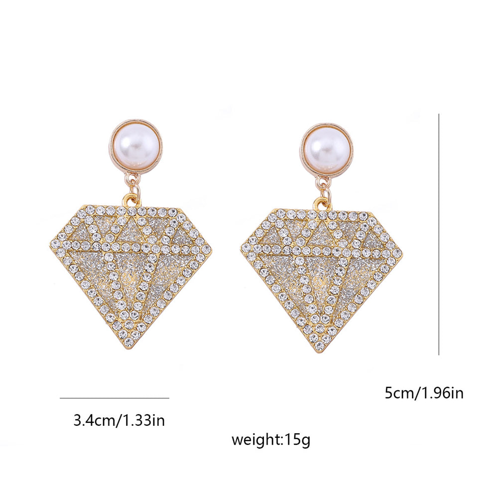 Radiant Gem Mosaic Drop Earrings with Pearl Accents 2844