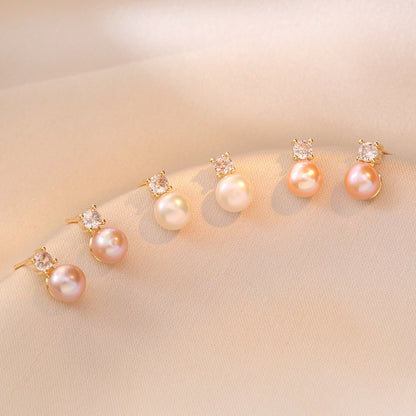 Refined Pearl and Diamond Earrings 2902 Mix Color