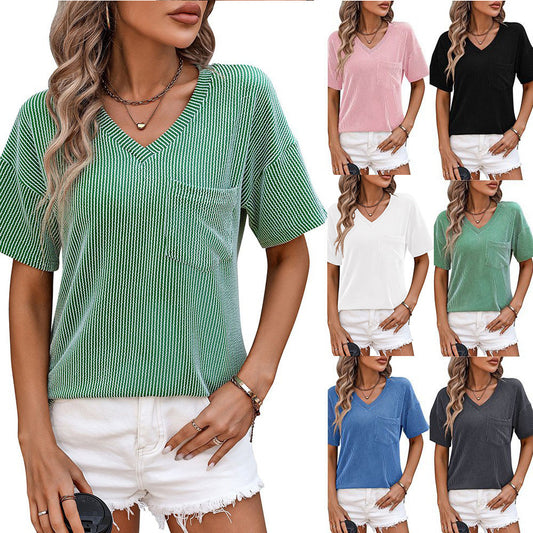 Relaxed Fit Daylight V-Neck T-Shirt Top 2891 Mix Color