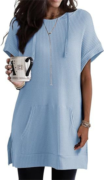 Relaxed Knit Tunic with Front Pockets 2901 Blue