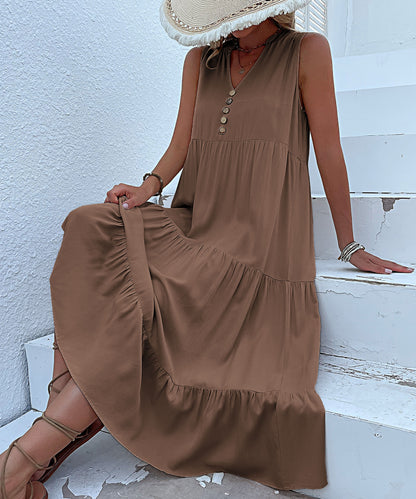 Resort Collection: Sleeveless Layered Dress 3005 Brown