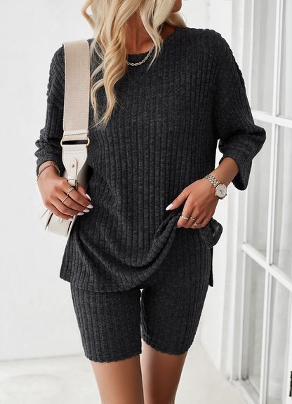 Ribbed Knit Pullover Day Dress 2759 Black