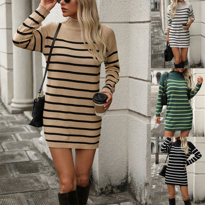 Ribbed stripe knit sweater dress sweater dresses for fall 3074