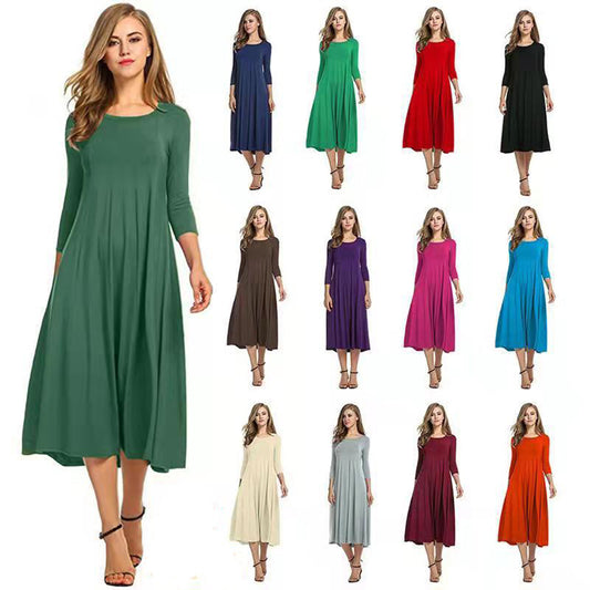 Relaxed fit round neck classic knit dress 3092