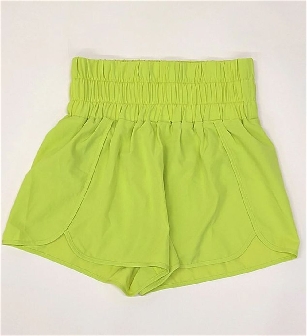 Simple Comfy Daywear Shorts With lining 2950 Yellow green