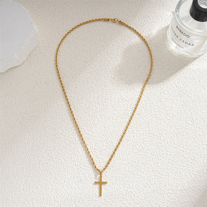 Sleek Cross Necklace – Minimalist Devotional Piece 3035