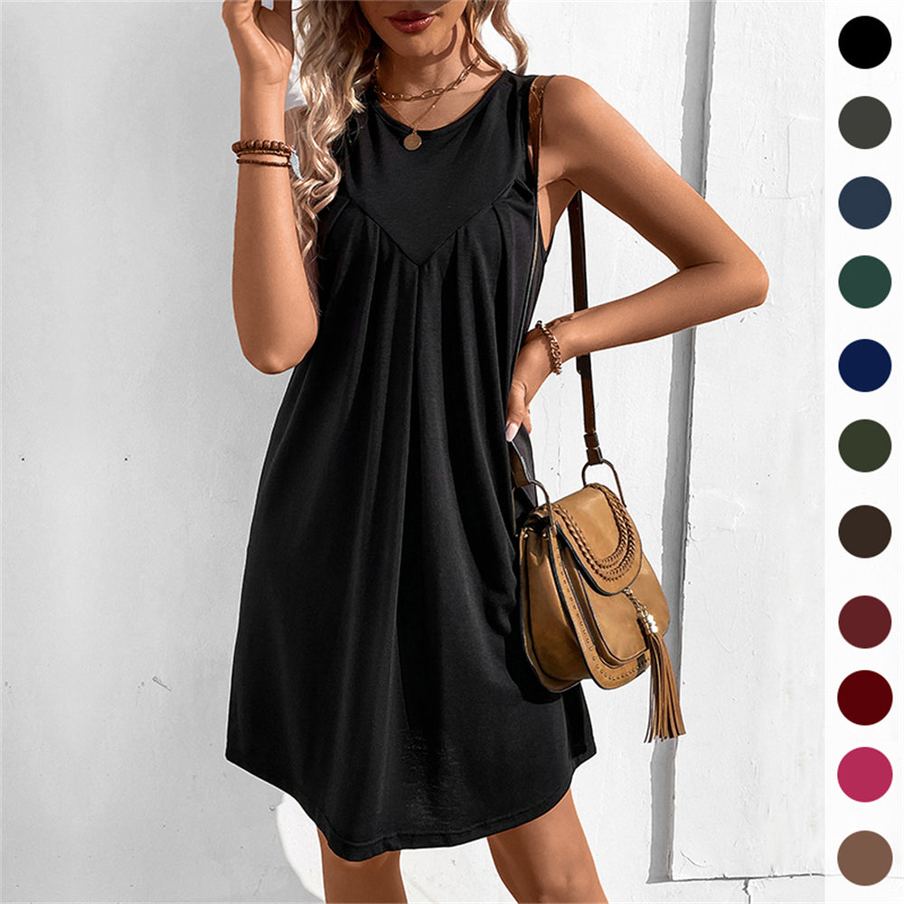 Sleeveless A-Line Dress - Perfect for Daytime Outings 3006 Mix Color