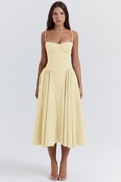 Sleeveless A-Line Dress for Sunny Days midi dress 3044 Canary yellow