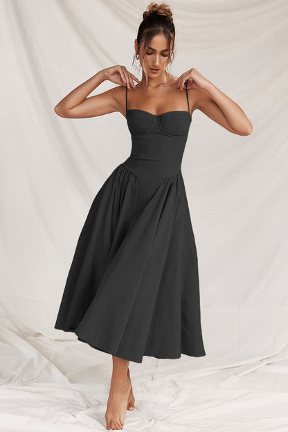 Sleeveless A-Line Dress for Sunny Days midi dress 3044 Black