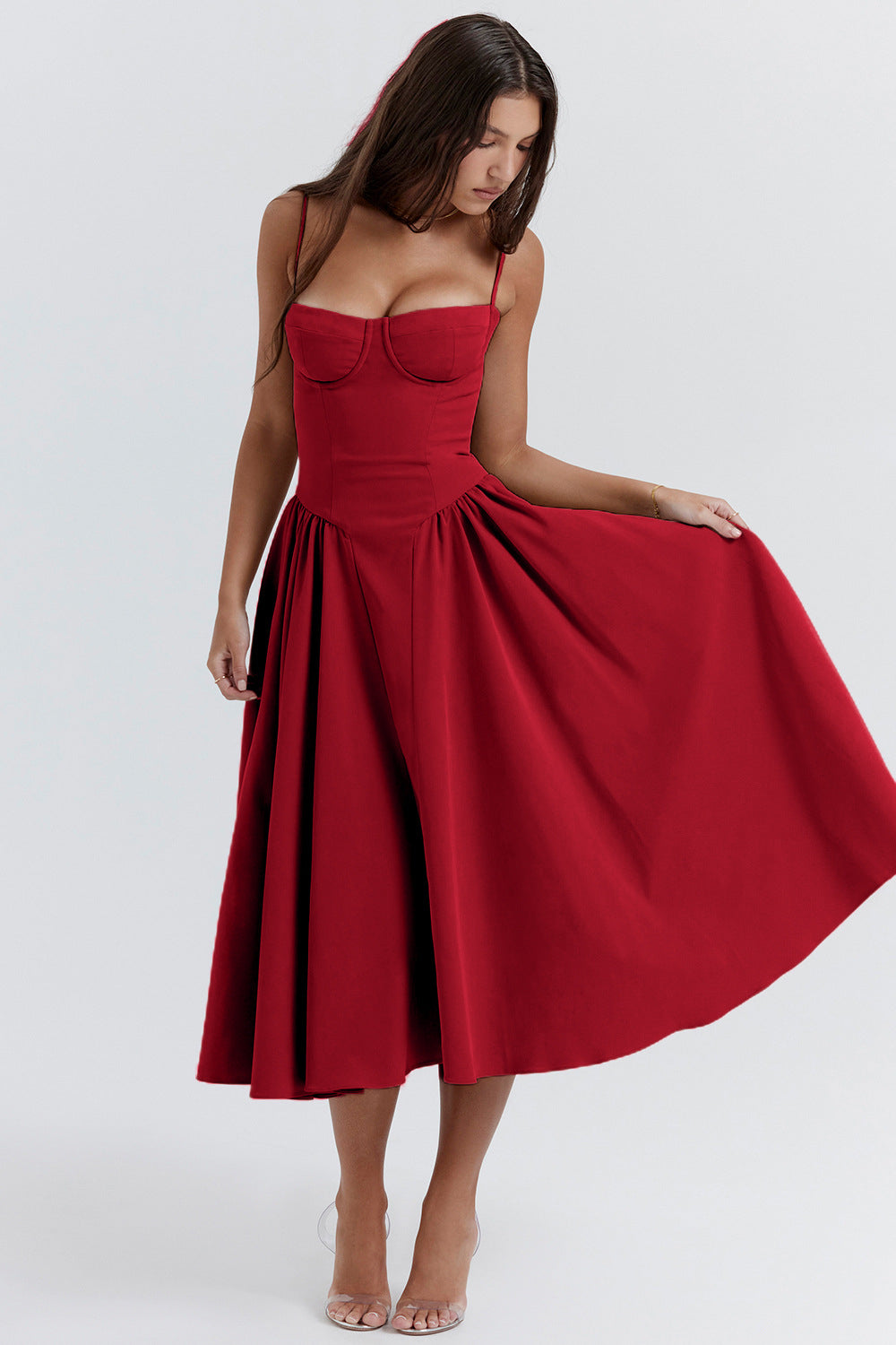 Sleeveless A-Line Dress for Sunny Days midi dress 3044 Red