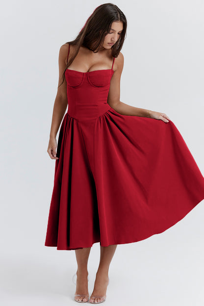 Sleeveless A-Line Dress for Sunny Days midi dress 3044 Red