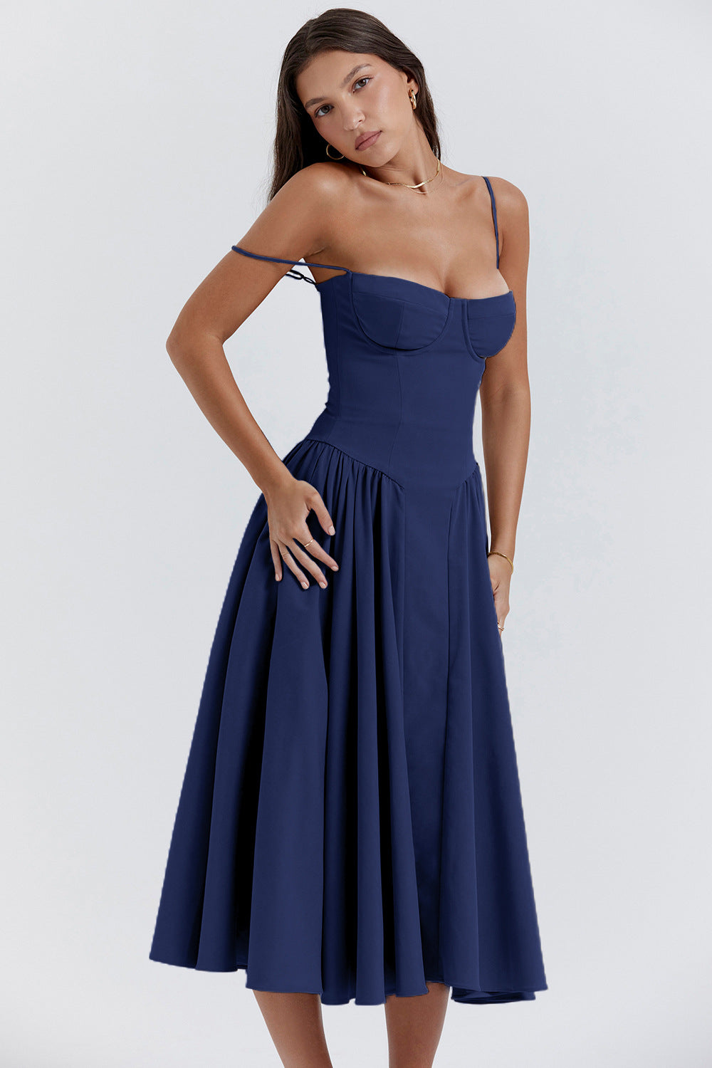 Sleeveless A-Line Dress for Sunny Days midi dress 3044 Dark blue