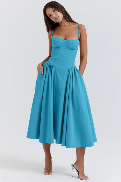 Sleeveless A-Line Dress for Sunny Days midi dress 3044 Blue