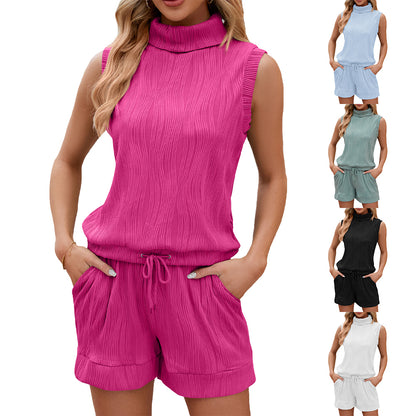 Sleeveless Drawstring Top with Matching Shorts Set 2783 Mix Color