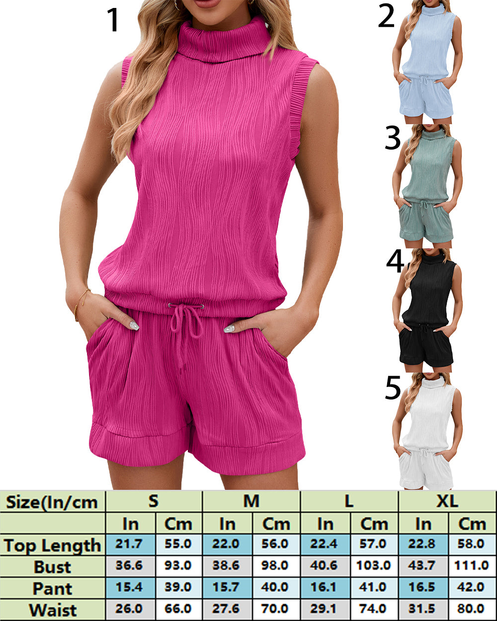 Sleeveless Drawstring Top with Matching Shorts Set 2783