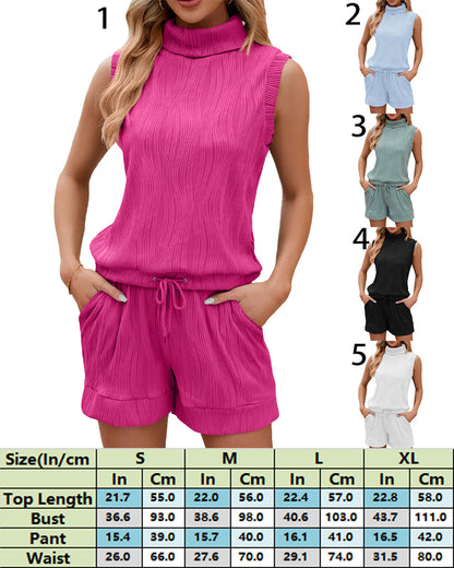 Sleeveless Drawstring Top with Matching Shorts Set 2783