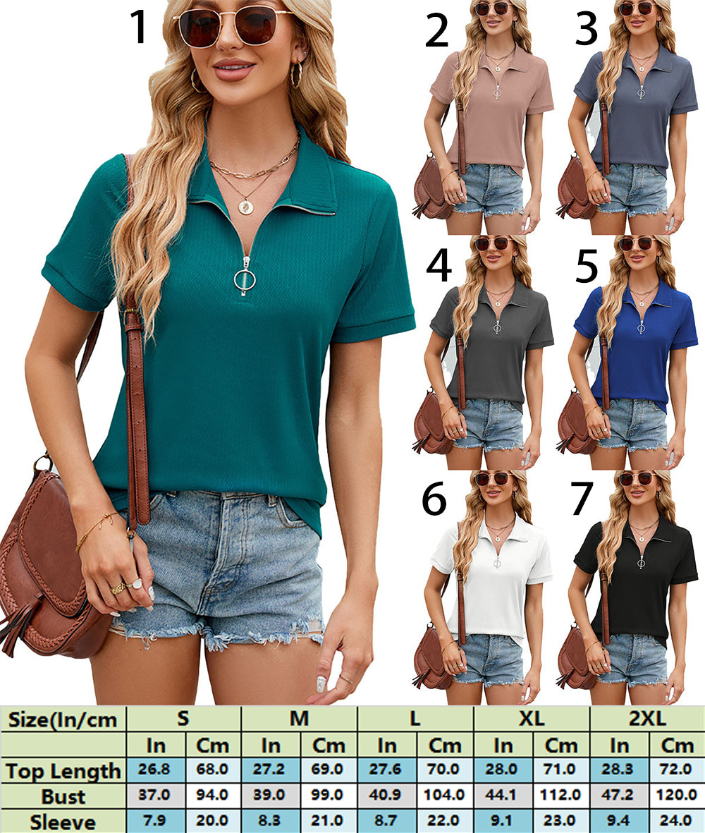 Stylish Half-Zipper Polo Top 2763