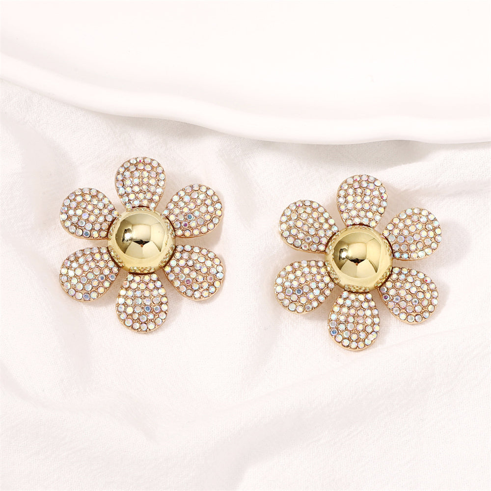 Summer Beach Zircon Flower Creative Earrings 2980 White