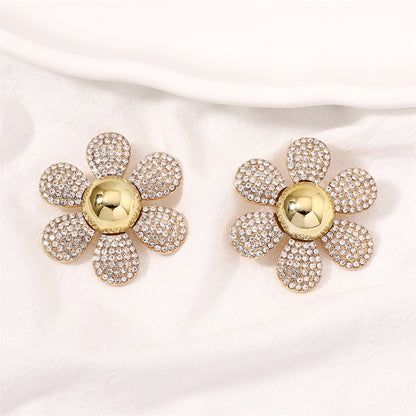 Summer Beach Zircon Flower Creative Earrings 2980 Apricot