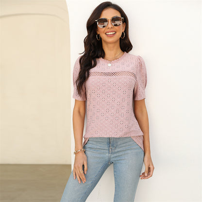 Summer Eyelet Lace Top 2872 Dark pink