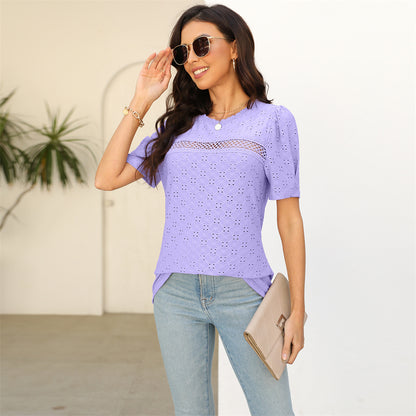 Summer Eyelet Lace Top 2872 Purple