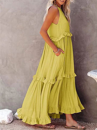 Summer Maxi ruffle dress casual maxi dresses 3048