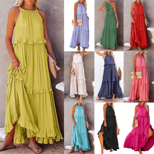 Summer Maxi ruffle dress casual maxi dresses 3048