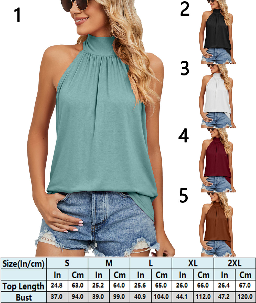 Summer-Ready tie-up back halter tops for women 3017