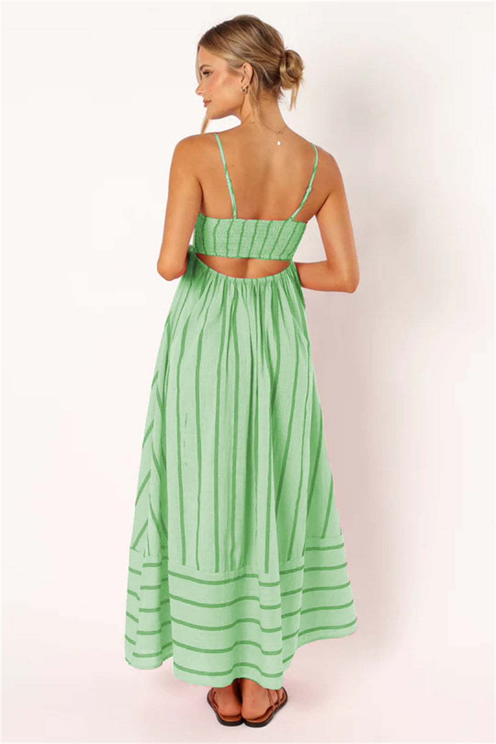 Summer beach striped boho maxi dress 3051