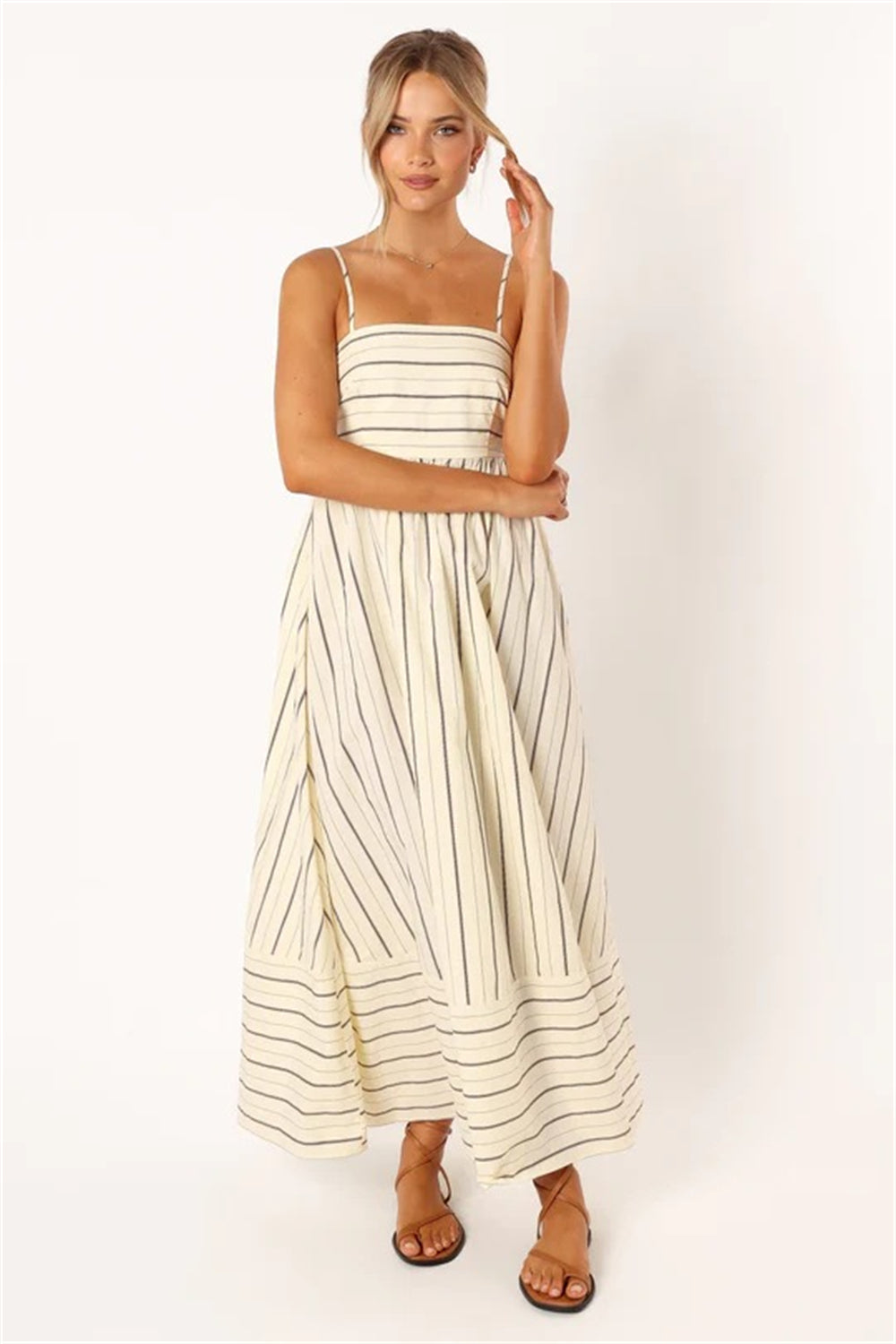 Summer beach striped boho maxi dress 3051