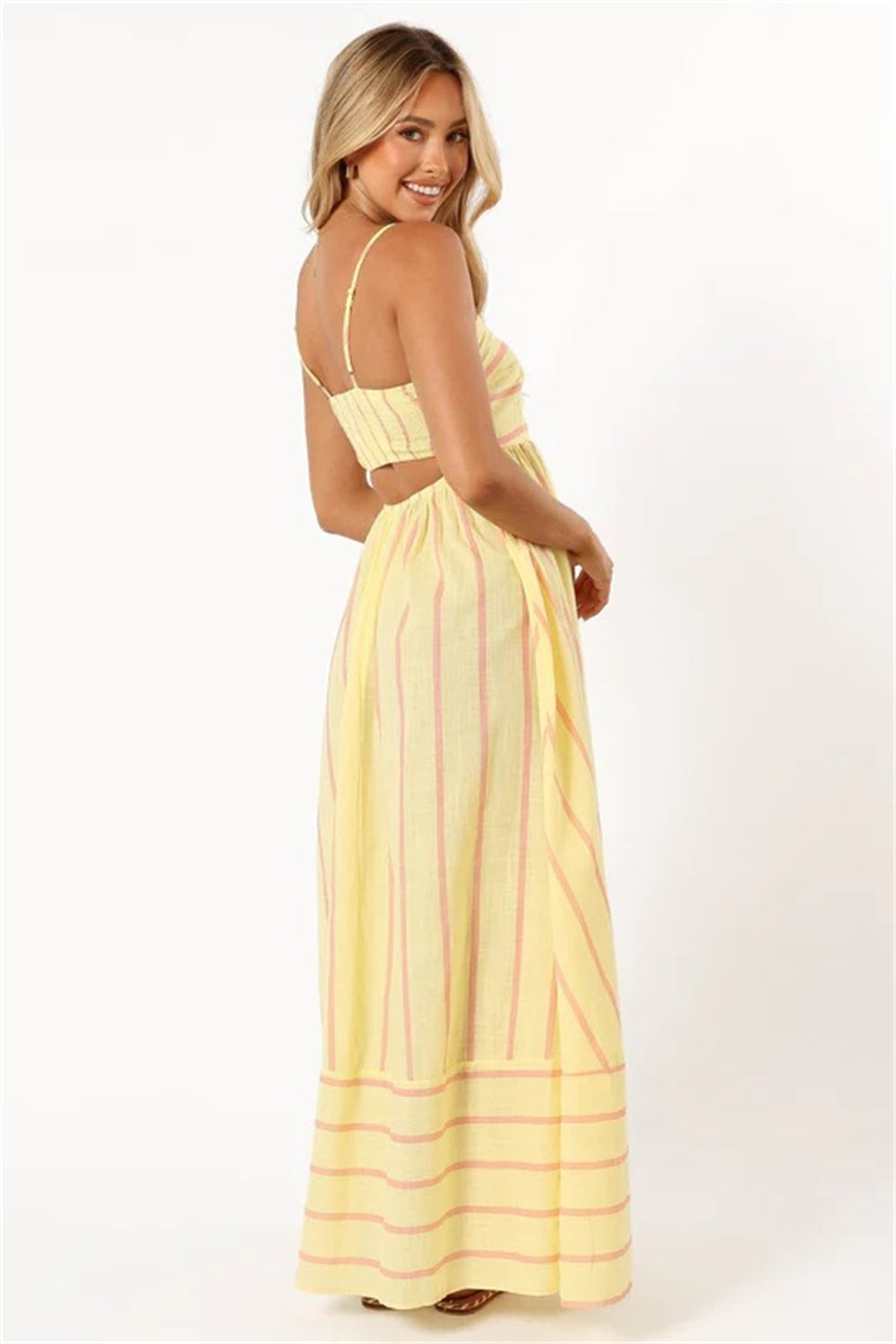 Summer beach striped boho maxi dress 3051