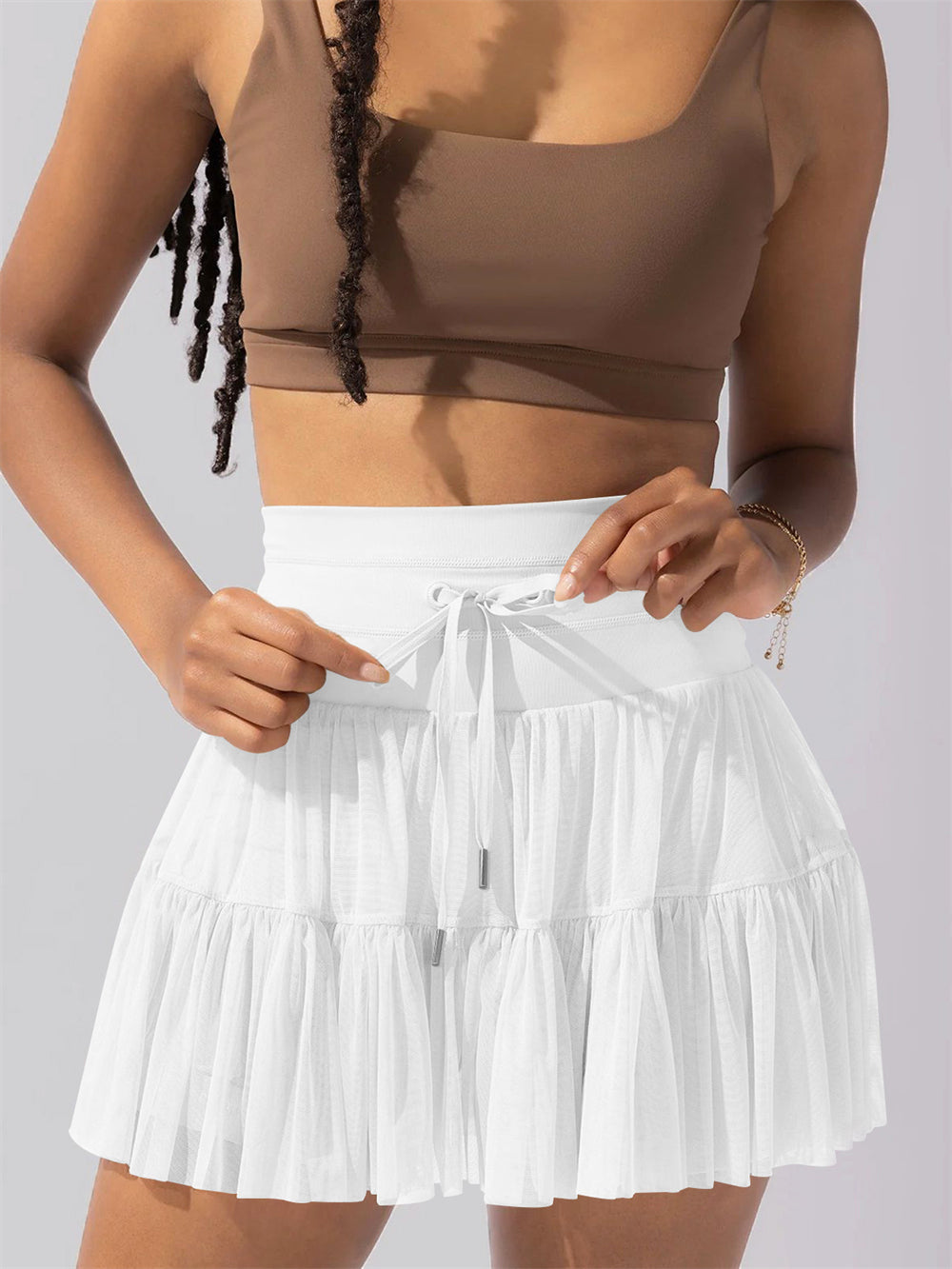 Summer pleated layered anti glare pants skirt ﻿ 2964 White