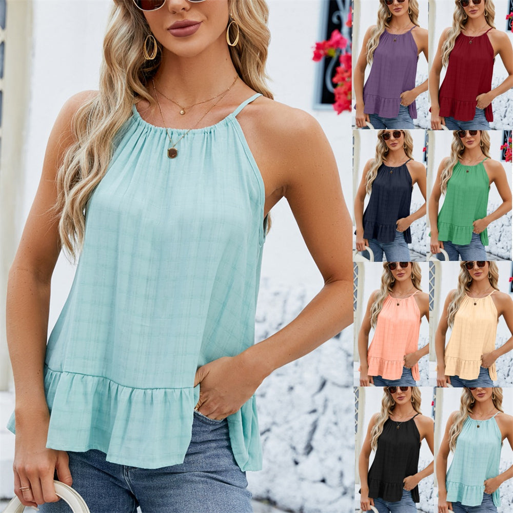 Sunlit Ruffle-Trimmed Sleeveless Tank 2827