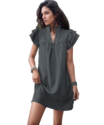 V-Neck Daytime Flutter Dress 2971 Grey