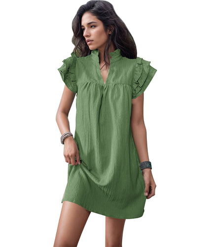 V-Neck Daytime Flutter Dress 2971 Light green