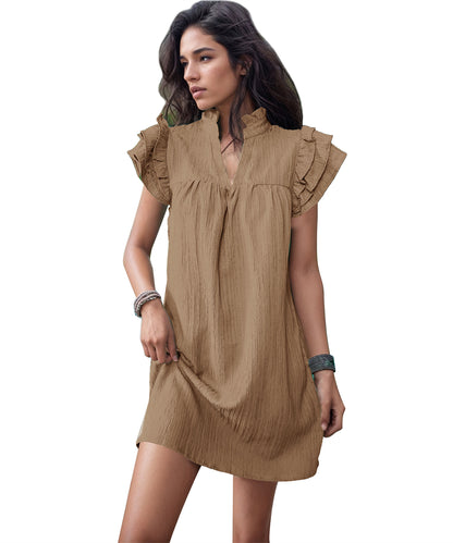 V-Neck Daytime Flutter Dress 2971 Khaki