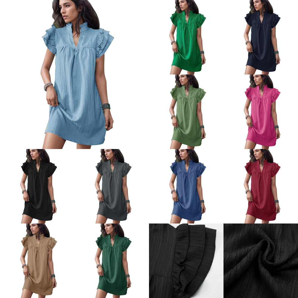 V-Neck Daytime Flutter Dress 2971 Mix Color