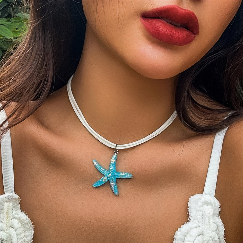 Vacation beach necklace Bohemian starfish pendant 3031 #6 Colour